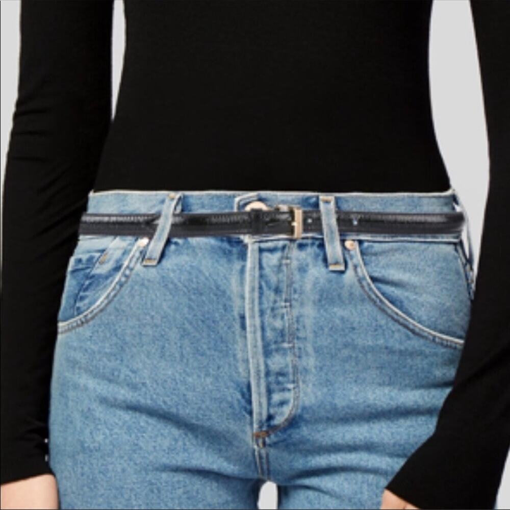 Burberry Kessock Patent Leather Skinny Belt New with Tags Size 105 / 42 - Picture 2 of 9